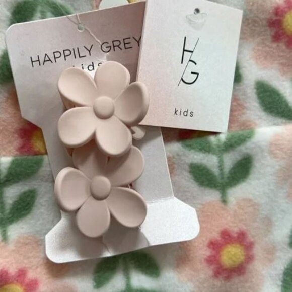 NWT HAPPILY GREY Toddler Girls 4pc Floral Fleece Jacket Pants Top Hair Clips Set - Picture 6 of 7
